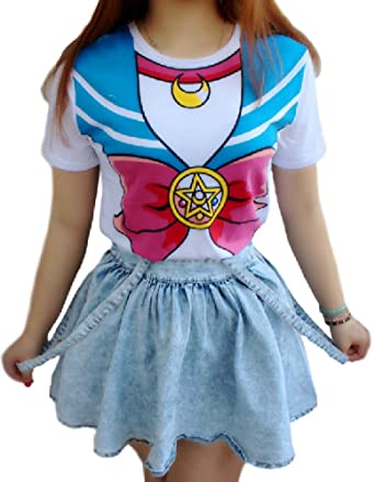 Amazon.com: SPJ: Japanese Anime Sailor Moon Style T-Shirt Harajuku Kawaii Cosplay Costume : Clothing, Shoes & Jewelry