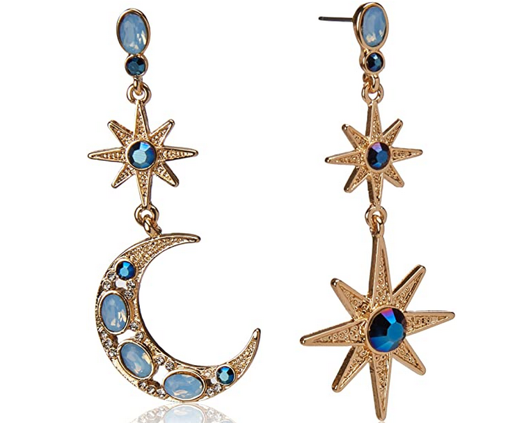 Betsey Johnson Celestial Moon and Star Drop Earrings