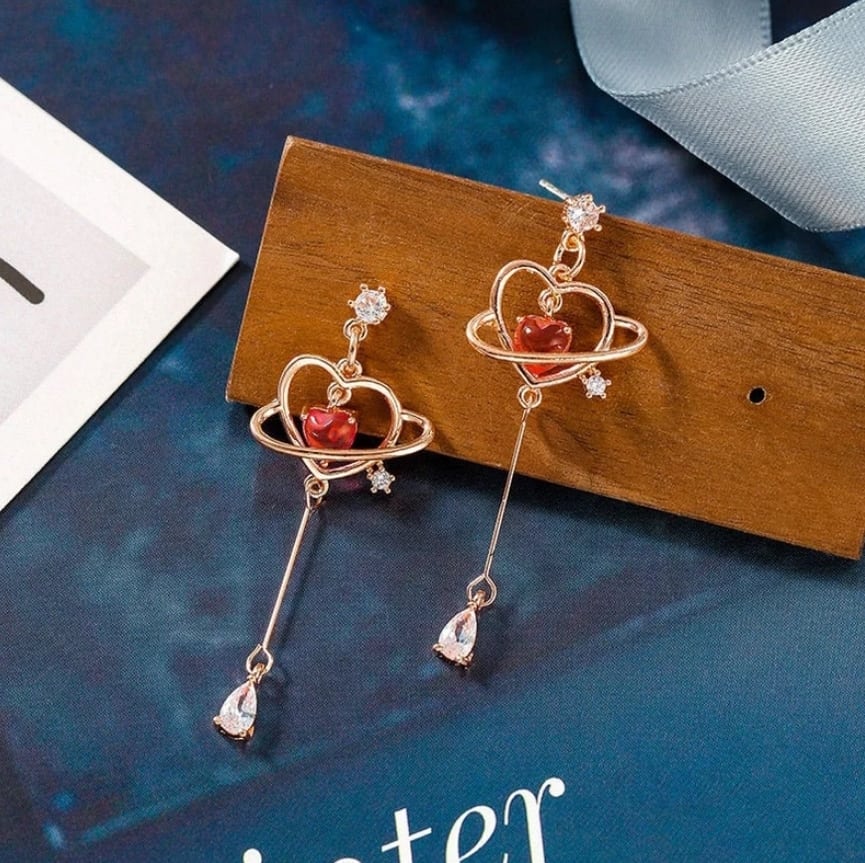 Red Heart Drop Earrings