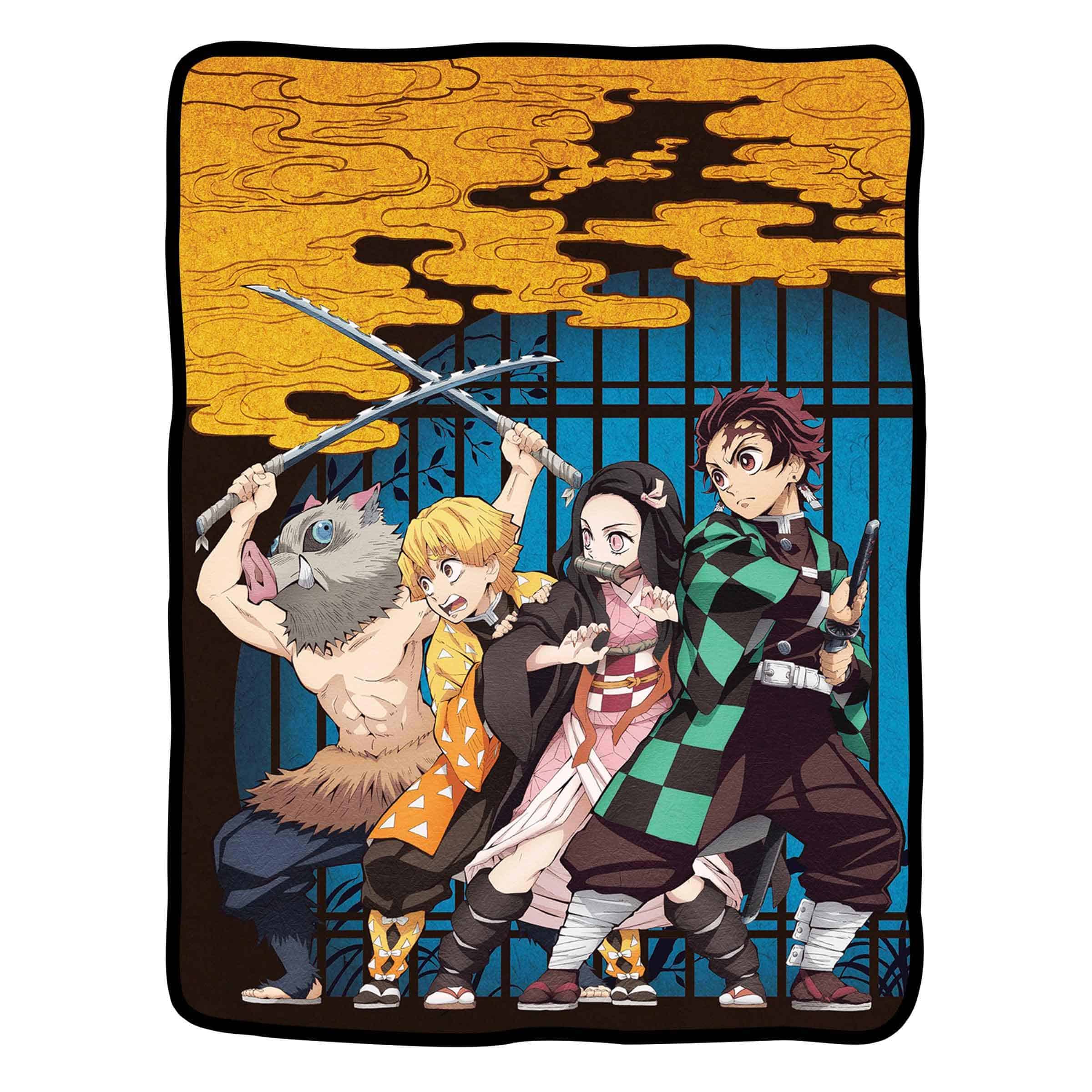 demon slayer group throw blanket