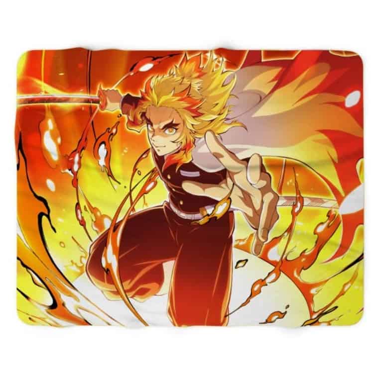 rengoku fiery throw blanket