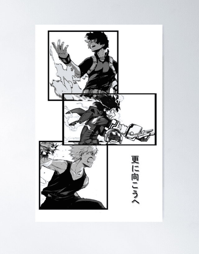 best my hero academia posters triple threat in bnw - deku, todoroki, bakugo